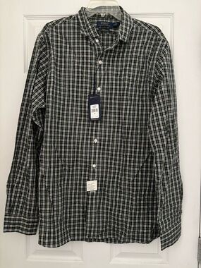 Ralph Lauren Black and Green Plaid Button-Down Shirt